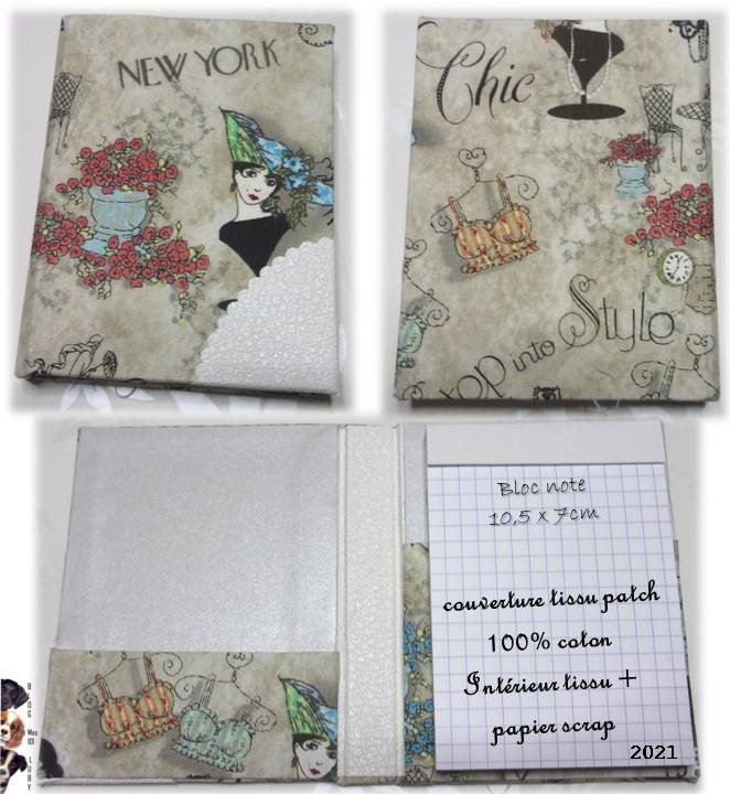 Bloc note "tissu", "papier scrap", skyvertex, ..., ....,