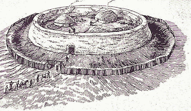 Staigue Fort imaginé au début du Moyen-âge Dessin de Staigue Fort