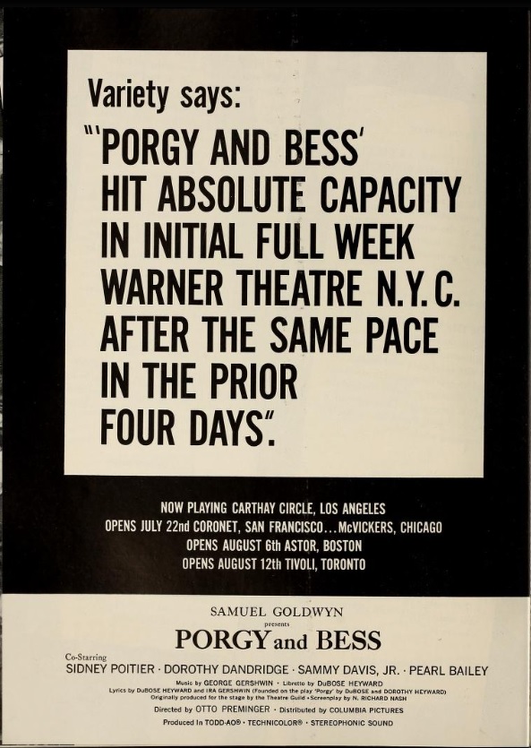 PORGY AND BESS BOX OFFICE USA 1959