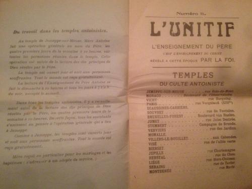 Du travail dans les temples antoinites (L'Unitif n°11, vers 1920)
