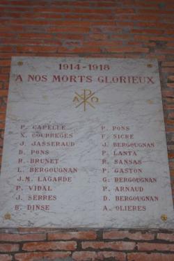 Les Frouzinois morts à la guerre 14/18