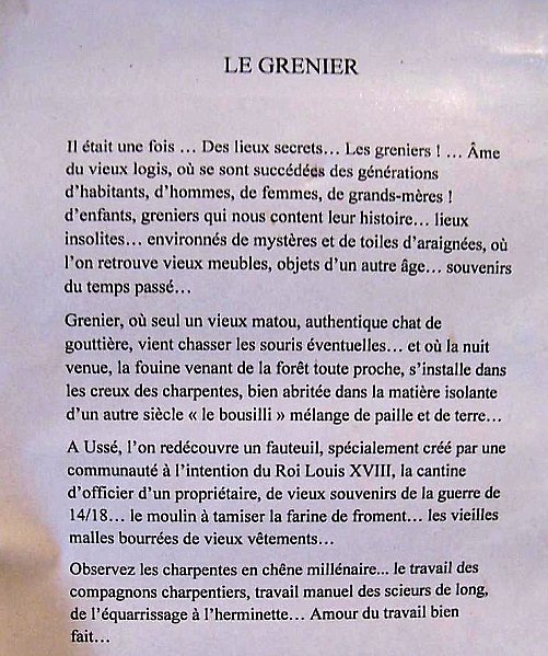 château d'USSE grenier