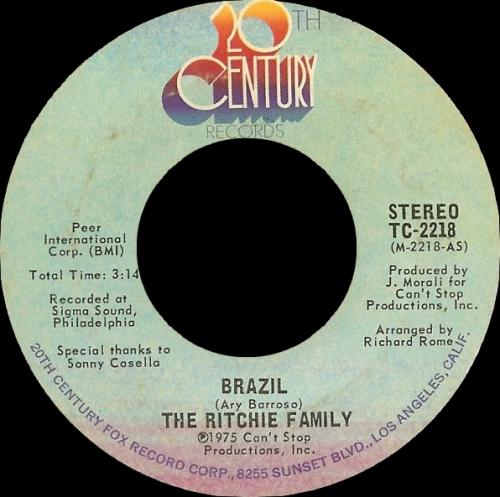 The Ritchie Family : Album " Brazil " 20Th Century Records T-498 [ US ]