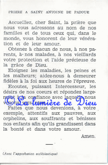 Prière à Saint Antoine de Padoue (4)