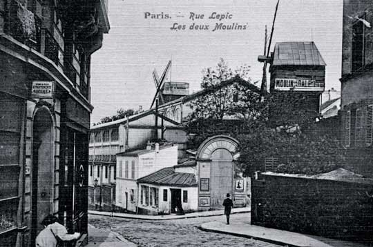 Montmartre : Le Radet et le restaurant "Le Moulin de la Galette"