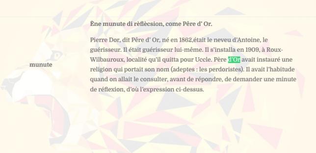 Ène munute di rèflècsion, come Pêre d'Or. 