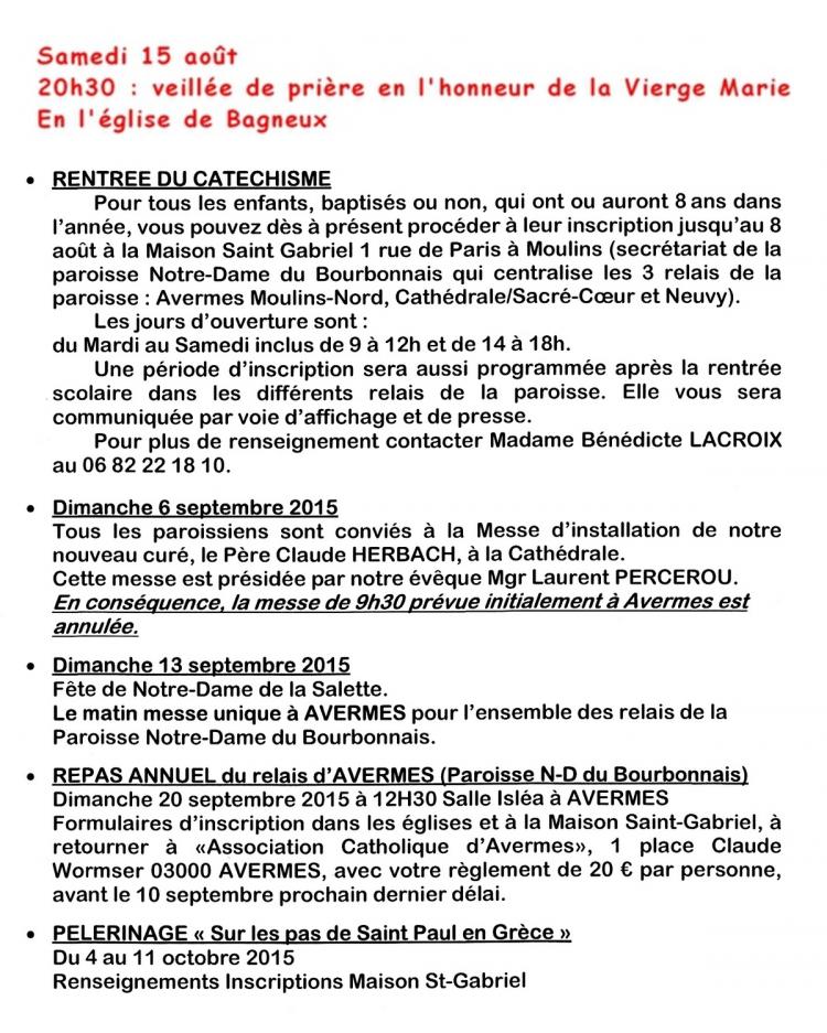 Annonces de la semaine