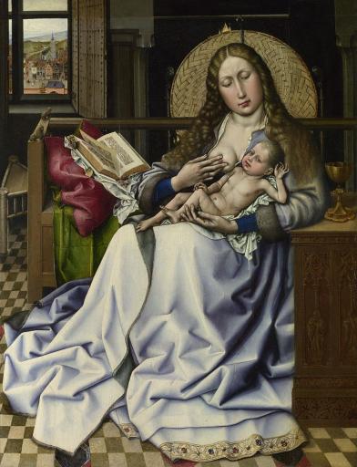 Robert Campin - The Virgin and Child before a Firescreen (National Gallery London).jpg
