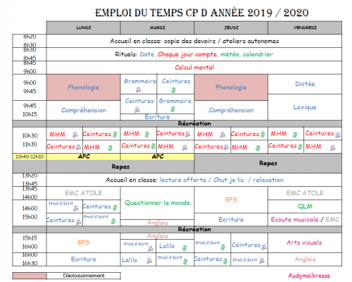 Emploi du temps 2019-2020