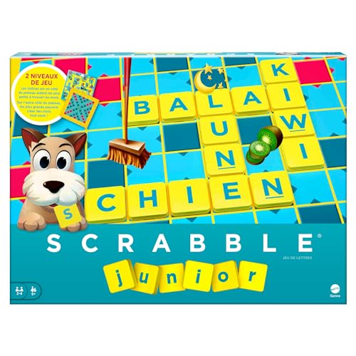 Mattel Games Scrabble Junior, Jeu de Société pour Enfant, dès 6 Ans, Jeu de Société Enfants avec de Lettres, Jeux Enfants dès 6 Ans, Version Française, Y9668