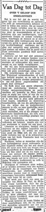 Over 't geloof der ongeloovigen (Gazet van Antwerpen, 24 octobre 1933)(Belgicapress)