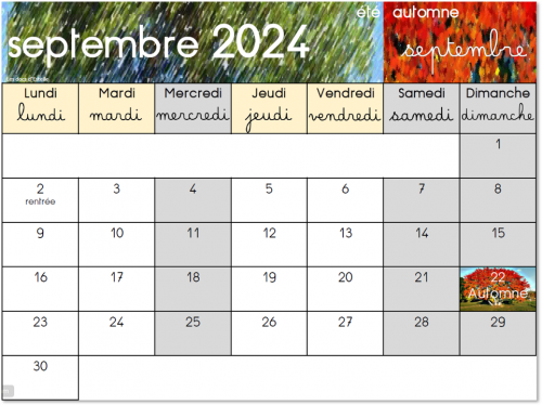 Calendrier 2024-2025