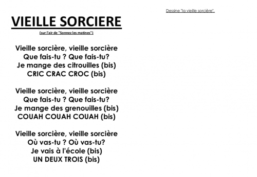 Comptine MS-GS "Vieille sorcière"