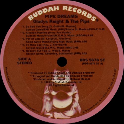Gladys Knight & The Pips : Album " Pipe Dreams Original Sound Track " Buddah Records BDS 5676 ST [ US ]