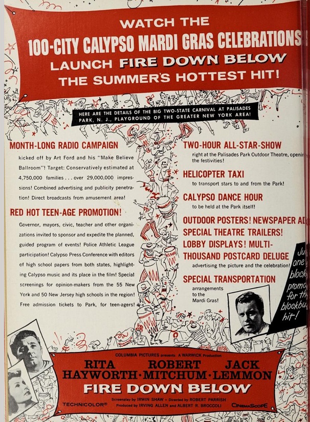 FIRE DOWN BELOW BOX OFFICE USA 1957