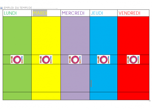 Emploi du temps avec pictogrammes