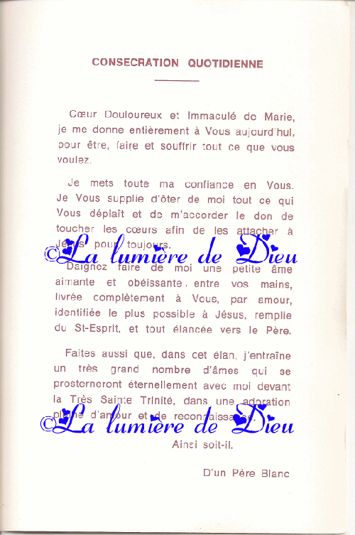 Consécration quotidienne au Cœur Douloureux et Immaculé de Marie