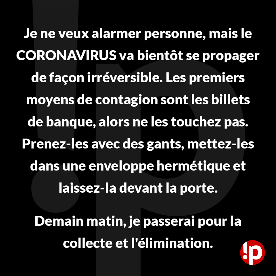 Coronavirus et billets de banque !