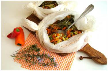 BRUNOISE DE LÉGUMES MÉDITERRANÉENS EN PAPILLOTE