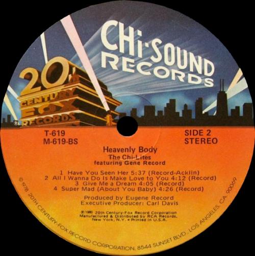 The Chi-Lites Featuring Gene Records : Album " Heavenly Body " 20th Century Fox Chi Sound Records T-619 [ US ]