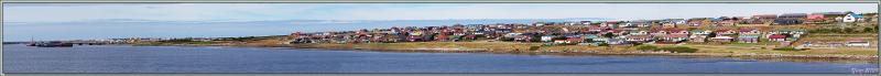 Photo panoramique sur le sud de Port Stanley lors du départ de l'Austral - Falkland Islands, Iles Malouines, Islas Malvinas