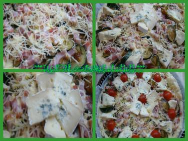 QUICHE COURGETTE,TOMATE CERISE AU BRESSE BLEU