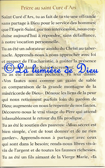 Prière du Curé d'Ars