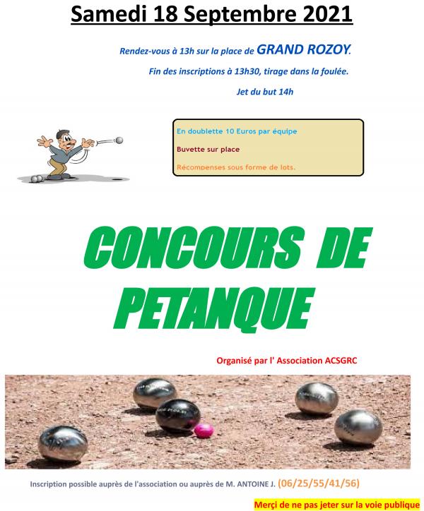 Concours de Pétanque le 18 septembre 2021