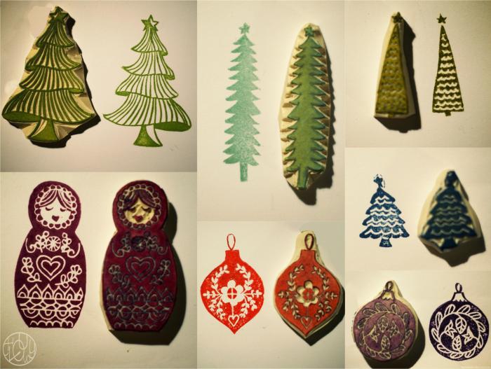 Défi gravure 47/52 - Tampons de Noël
