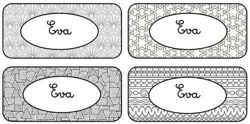 Etiquettes prénoms à colorier