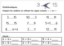 CP - Comparer les nombres inférieurs à 20.