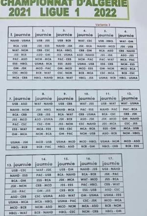 Calendrier 2021-2022