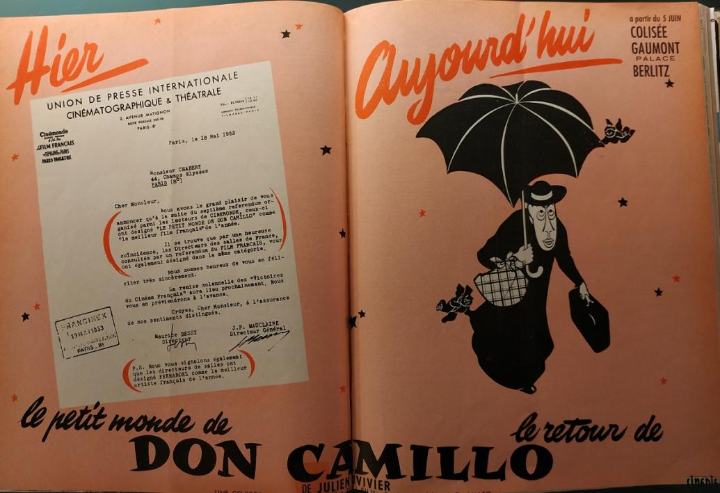 LE RETOUR DE DON CAMILLO BOX OFFICE FRANCE 1953