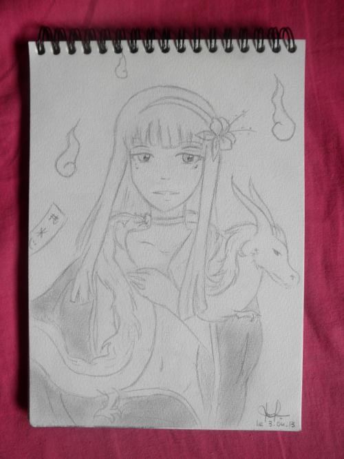 • Dessin fille nue + dragon