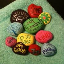 Fruits of the spirit. Rocks, paint, sharpies