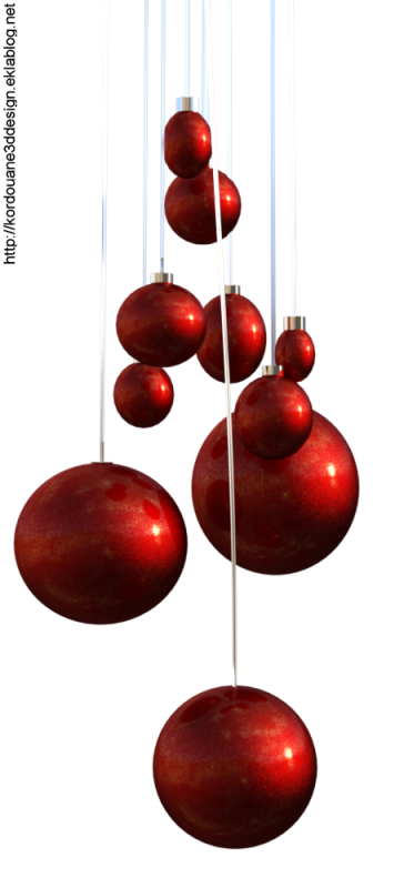 Tube de boules de Noël rouge (png, render)