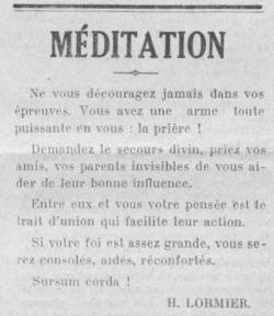 Henri Lormier - Méditation (Le Fraterniste, 15 juillet 1932)