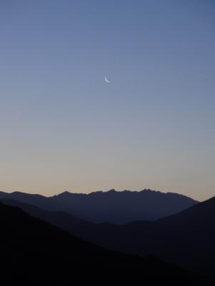 Aube, croisant de Lune  et Vénus sur la Sposata