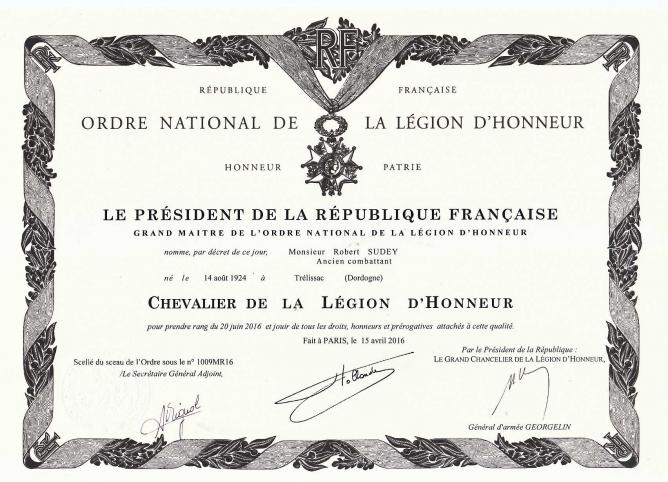 Il a fêté ses 92 ans avec une rosette, celle de la Légion d'Honneur !