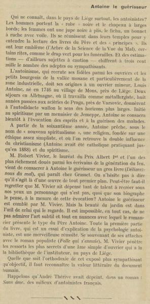 Antoine le guérisseur (Revue Catholique 7 février 1936)