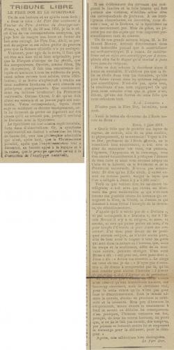 Le Père Dor et le Spiritisme (Le Bruxellois, 4 juin 1916)
