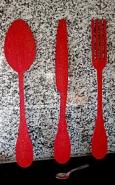 Lot de 3 couverts - Rouge et or (58 cm)