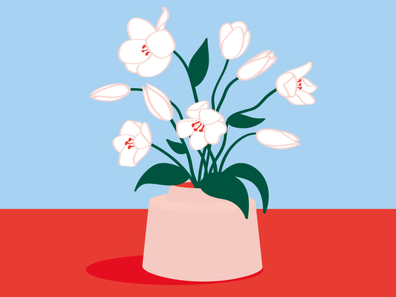 Un thème, un tableau pour début mars : il faut toujours un vase pour mettre les fleurs