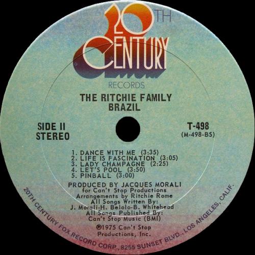 The Ritchie Family : Album " Brazil " 20Th Century Records T-498 [ US ]