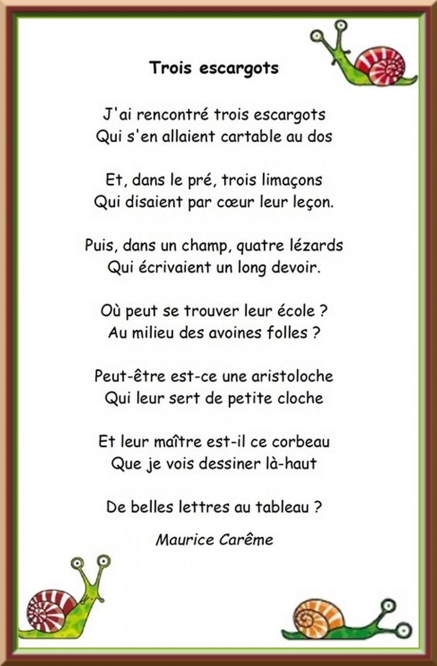 "Trois Escargots" poème de Maurice Carême