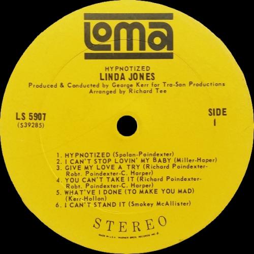 Linda Jones : Album " Hypnotized " Loma ‎Records LS 5907 [ US ]
