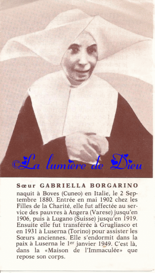 Prière à Sœur Gabriella Borgarino