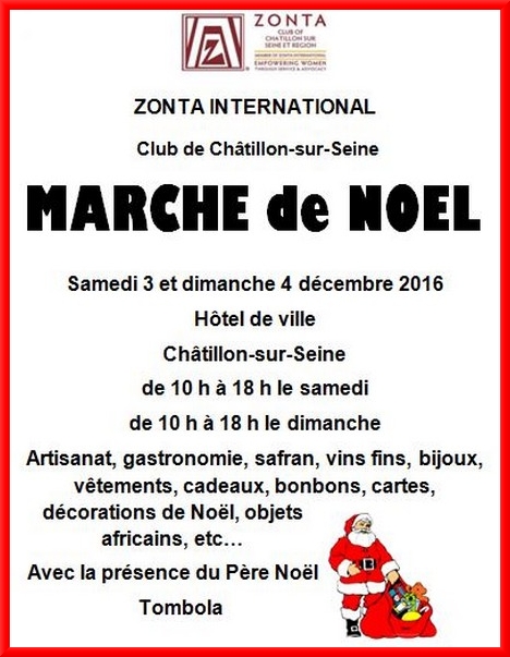 Le marché de Noël du Zonta-Club Châtillonnais aura lieu samedi 3 et dimanche 4 novembre...