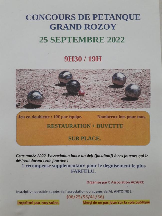 Concours de Pétanque le 25 septembre 2022