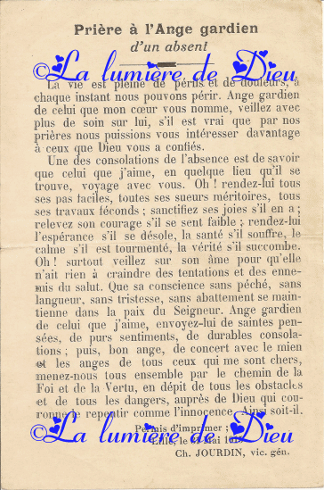 Prière à l'ange gardien d'un absent